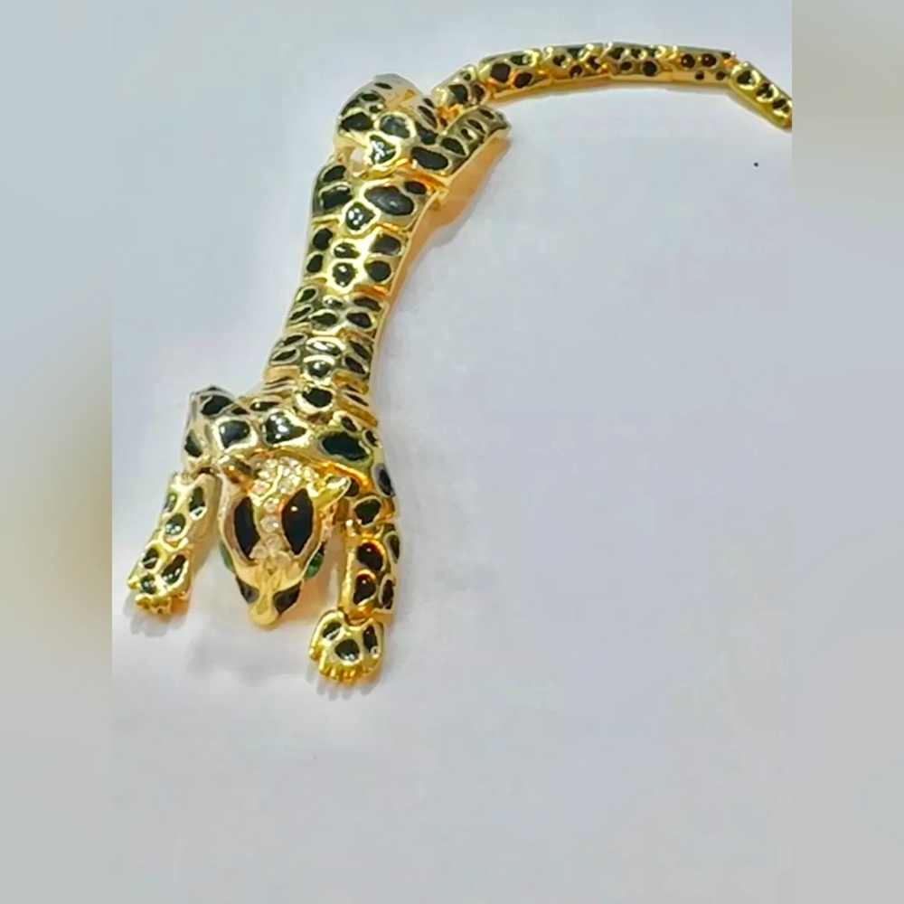 Vintage Gold Tone Articulated Jaguar Cat Panther Cheetah Double Pin Brooch